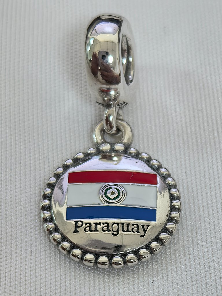 Pandora Paraguay Flag Exclusive Charm Pendant, S925 Silver Jewelry